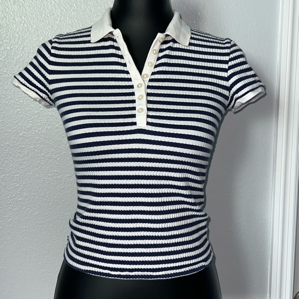 Ralph Ralph Lauren Navy and White Striped Polo Shirt